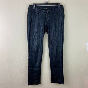 7FMK Seven for Mankind Black Pants Faux Crock Leather  Size 27 waist Skinny